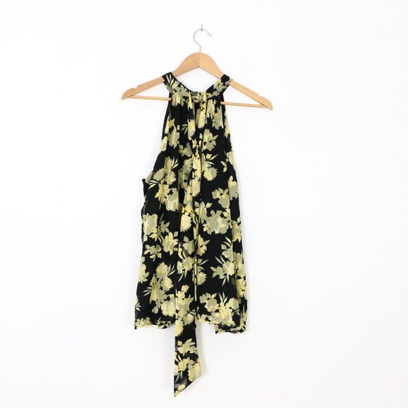 *Torrid Shirt Top Chiffon Mock Neck Halter Black Floral Tunic Blouse - Picture 7 of 9